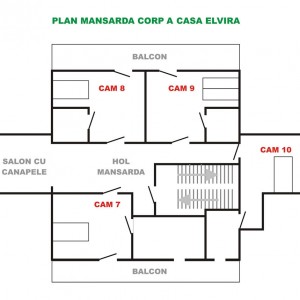 Amplasarea camerelor în Corp A - mansardă