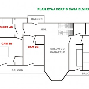 Amplasarea camerelor în Corpul B - etaj I